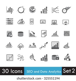 Set of SEO and Analytics icon isolated on white background vector illustration eps10