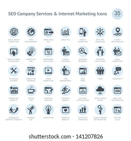 Set of SEO company service and Internet marketing icons