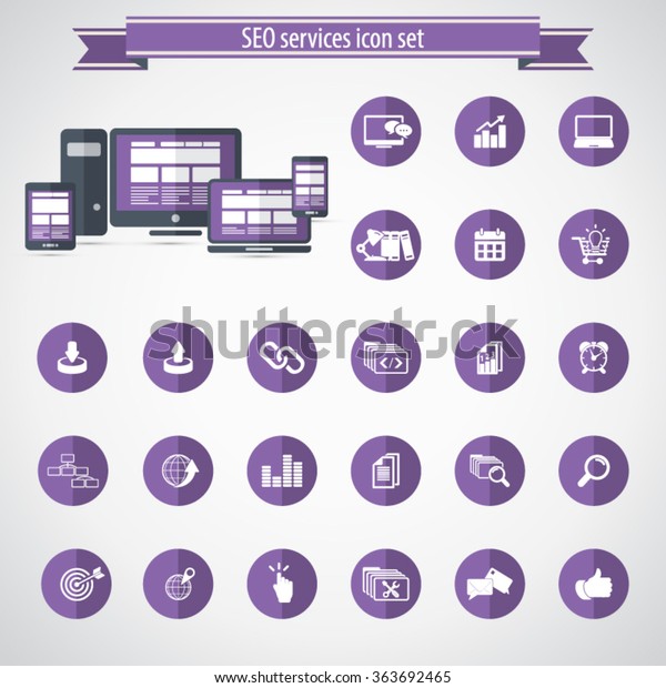 Set Seo Development Icons のベクター画像素材 ロイヤリティフリー