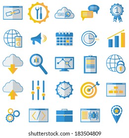 Set of SEO and development icons. Flat style. Vector illustration