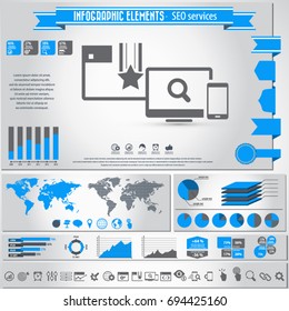 Set of SEO and Development icons and infographics element. Vector.