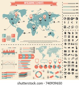 Set of SEO and Development icons and infographics elements. Vector.