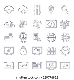 Set of SEO and development icons. Line style. Vector illustration