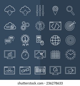 Set of SEO and development icons. Line style. Vector illustration