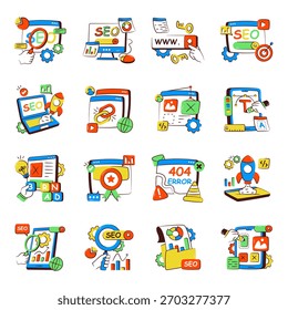 Conjunto de iconos de Seo Doodle