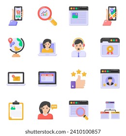 Set of Seo Flat Icons 
