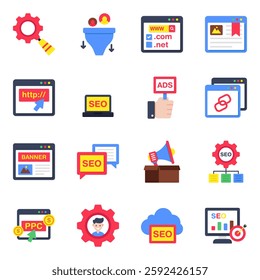 Set of Seo Flat Icons

