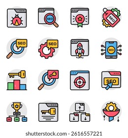 Set of Seo Flat Icons 