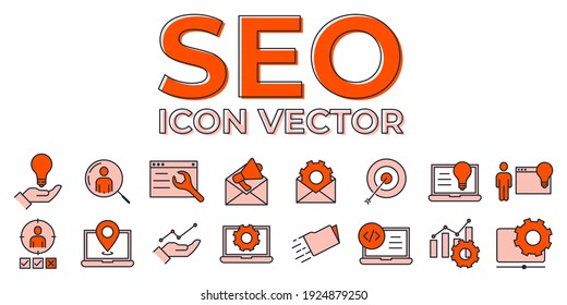 Set of SEO icon. Search Engine Optimization pack symbol template for graphic and web design collection logo vector illustration