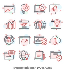 Set of SEO icon. Search Engine Optimization pack symbol template for graphic and web design collection logo vector illustration