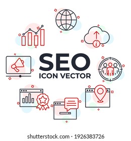 Set of SEO icon. Search Engine Optimization pack symbol template for graphic and web design collection logo vector illustration