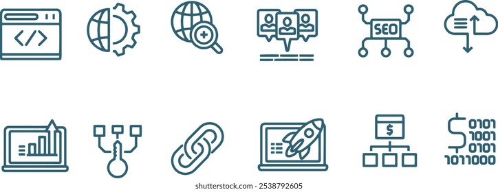 set of seo icon vector line design , web icon vector design 