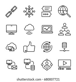 Set of SEO icons in modern thin line style. High quality black outline symbols for web site design and mobile apps. Simple linear pictograms on a white background.