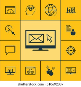 Set Of SEO Icons On Brain Process, SEO Brainstorm And PPC Topics. Editable Vector Illustration. Includes Speed, Link, Per And More Vector Icons.