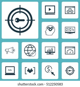 Set Of SEO Icons On Brain Process, Loading Speed And PPC Topics. Editable Vector Illustration. Includes Click, Analytics, Pay And More Vector Icons.