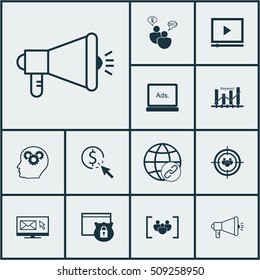 Set Of SEO Icons On SEO Brainstorm, Digital Media And Media Campaign Topics. Editable Vector Illustration. Includes Digital, Creativity, Optimization And More Vector Icons.