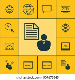 Set Of SEO Icons On SEO Brainstorm, Conference And Connectivity Topics. Editable Vector Illustration. Includes Digital, Web, Focus And More Vector Icons.