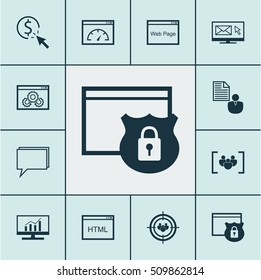 Set Of SEO Icons On Coding, Security And Website Topics. Editable Vector Illustration. Includes Online, Code, Web And More Vector Icons.