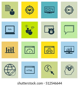 Set Of SEO Icons On Coding, Brain Process And Website Performance Topics. Editable Vector Illustration. Includes Analytics, Digital, Newsletter And More Vector Icons.