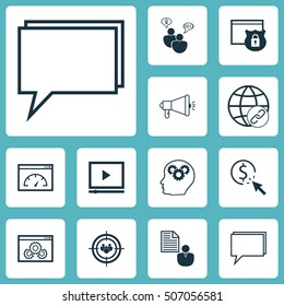 Set Of SEO Icons On Connectivity, Security And Brain Process Topics. Editable Vector Illustration. Includes Viral, Brain, Video And More Vector Icons.