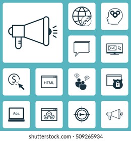 Set Of SEO Icons On Connectivity, Coding And Website Performance Topics. Editable Vector Illustration. Includes Community, Protected, Link And More Vector Icons.