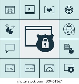 Set Of SEO Icons On Connectivity, Video Player And Coding Topics. Editable Vector Illustration. Includes HTML, Page, Bulding And More Vector Icons.