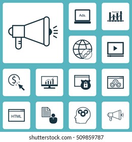 Set Of SEO Icons On Connectivity, Website Performance And Keyword Optimisation Topics. Editable Vector Illustration. Includes Brief, Analytics, Pay And More Vector Icons.
