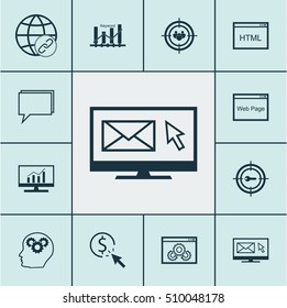 Set Of SEO Icons On Connectivity, Conference And Coding Topics. Editable Vector Illustration. Includes Keyword, Online, Analytics And More Vector Icons.