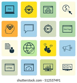 Set Of SEO Icons On Connectivity, Media Campaign And Keyword Marketing Topics. Editable Vector Illustration. Includes Link, Web, Browser And More Vector Icons.