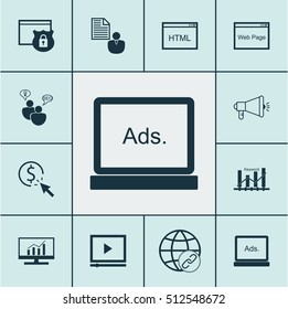 Set Of SEO Icons On Connectivity, Video Player And Coding Topics. Editable Vector Illustration. Includes Comprehensive, Keyword, Website And More Vector Icons.