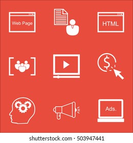 Set Of SEO Icons On Digital Media, Coding And PPC Topics. Editable Vector Illustration. Includes Creativity, Code And Video Vector Icons.