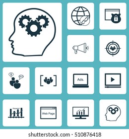 Set Of SEO Icons On Digital Media, Connectivity And Video Player Topics. Editable Vector Illustration. Includes SEO, Protected, Consulting And More Vector Icons.
