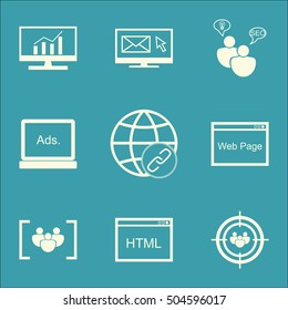 Set Of SEO Icons On Focus Group, Connectivity And Market Research Topics. Editable Vector Illustration. Includes Matching, Consulting And Browser Vector Icons.
