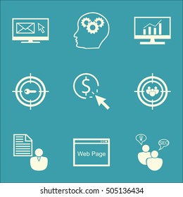 Set Of SEO Icons On Focus Group, SEO Brainstorm And Newsletter Topics. Editable Vector Illustration. Includes Page, Creativity And Newsletter Vector Icons.