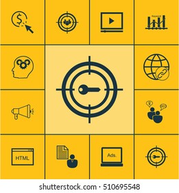 Set Of SEO Icons On Focus Group, Keyword Optimisation And Coding Topics. Editable Vector Illustration. Includes Per, Community, Audience And More Vector Icons.