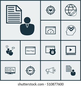 Set Of SEO Icons On Focus Group, Newsletter And Security Topics. Editable Vector Illustration. Includes Bulding, Security, Performance And More Vector Icons.