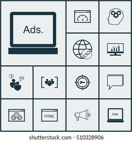 Set Of SEO Icons On Idea Brainstorm, Brain Process And Loading Speed Topics. Editable Vector Illustration. Includes Keyword, Link, SEO And More Vector Icons.