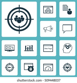 Set Of SEO Icons On Keyword Marketing, Website And Media Campaign Topics. Editable Vector Illustration. Includes Consulting, Plan, Optimization And More Vector Icons.