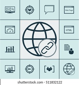 Set Of SEO Icons On Keyword Marketing, Questionnaire And Focus Group Topics. Editable Vector Illustration. Includes Online, Client, Ranking And More Vector Icons.