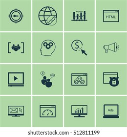 Set Of SEO Icons On Keyword Marketing, Security And Website Performance Topics. Editable Vector Illustration. Includes Marketing, HTML, Web And More Vector Icons.
