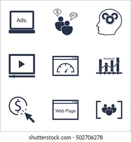 Set Of SEO Icons On Loading Speed, Video Player And Website Topics. Editable Vector Illustration. Includes Web, SEO And Research Vector Icons.