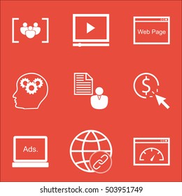 Set Of SEO Icons On Loading Speed, Connectivity And PPC Topics. Editable Vector Illustration. Includes Video, Bulding And Browser Vector Icons.