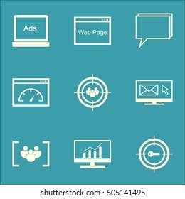 Set Of SEO Icons On Loading Speed, Market Research And Conference Topics. Editable Vector Illustration. Includes Marketing, Keyword And Comprehensive Vector Icons.