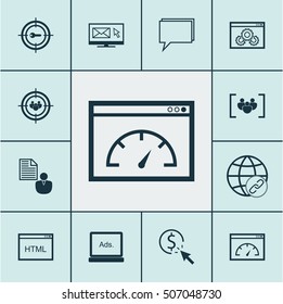 Set Of SEO Icons On Loading Speed, Conference And Keyword Marketing Topics. Editable Vector Illustration. Includes Online, Digital, Link And More Vector Icons.