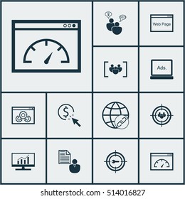 Set Of SEO Icons On Loading Speed, Keyword Marketing And PPC Topics. Editable Vector Illustration. Includes Comprehensive, Digital, Link And More Vector Icons.