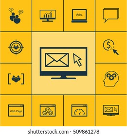 Set Of SEO Icons On Newsletter, Website Performance And Digital Media Topics. Editable Vector Illustration. Includes Performance, Click, Speed And More Vector Icons.