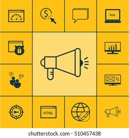 Set Of SEO Icons On Newsletter, Security And Keyword Marketing Topics. Editable Vector Illustration. Includes Community, Digital, SEO And More Vector Icons.