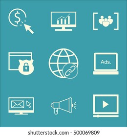 Set Of SEO Icons On PPC, Questionnaire And Connectivity Topics. Editable Vector Illustration. Includes Link, Community And Bulding Vector Icons.