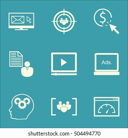 Set Of SEO Icons On PPC, Questionnaire And Focus Group Topics. Editable Vector Illustration. Includes Digital, Audience And Group Vector Icons.