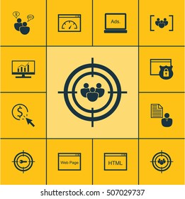 Set Of SEO Icons On PPC, Brainstorm And Website Topics. Editable Vector Illustration. Includes Brief, Marketing, Code And More Vector Icons.